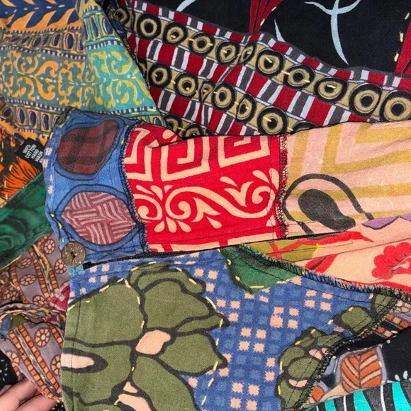 Sacred Threads Midi Skirt Handkerchief Hem Patchwork Boho Hippie Artsy Womens XL - Picture 7 of 10